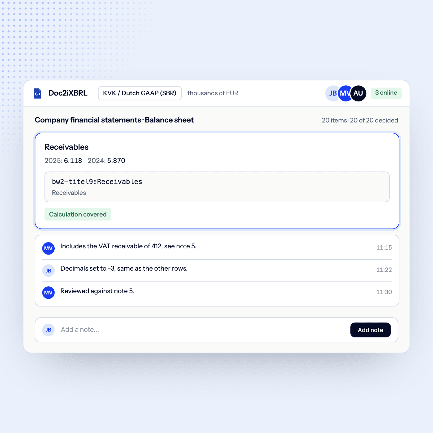 One shared review, three people online